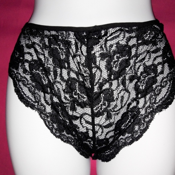 Off Shoulder Sheer Black Lace Bralette Panty Set - Picture 4 of 6